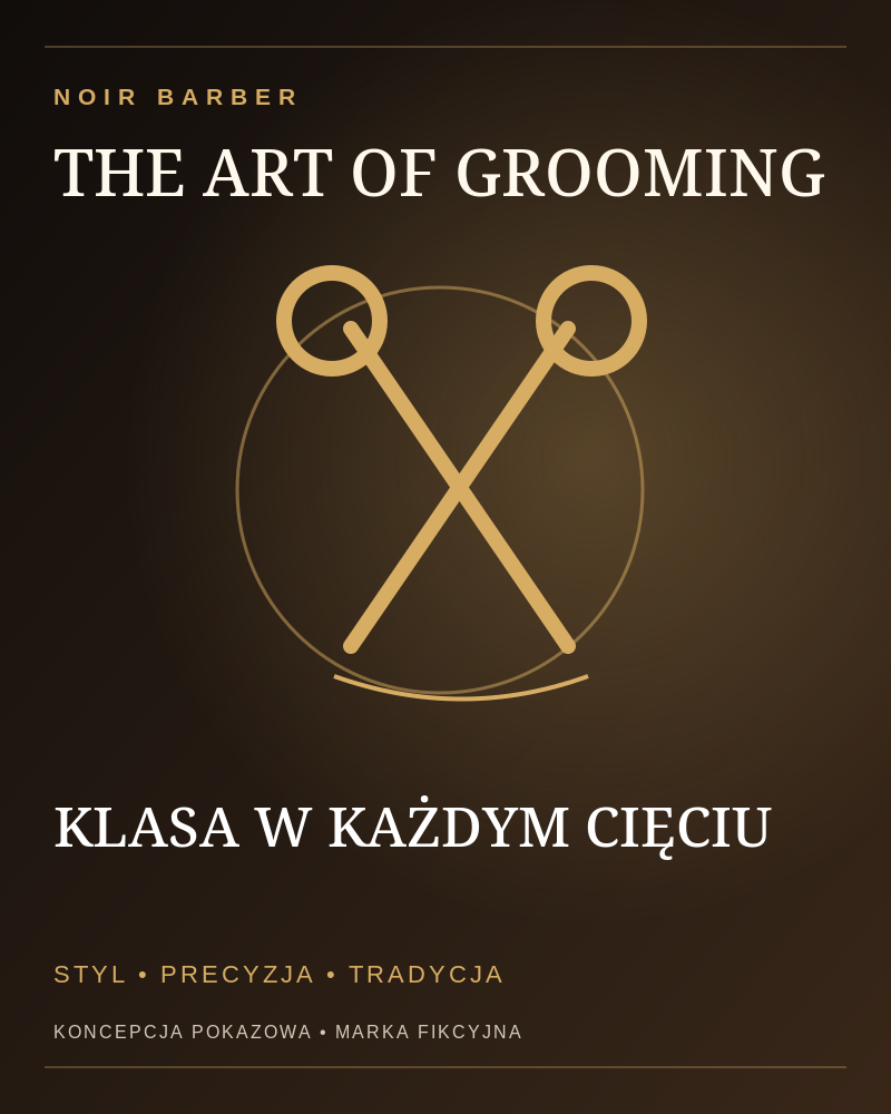 Koncepcja plakatu dla fikcyjnego barbershopu NOIR BARBER